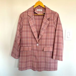 Oversized Pink Plaid Blazer